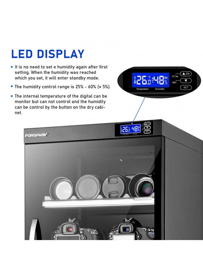 FORSPARK FORSPARK Camera Dehumidifying Dry Cabinet 8W 100L - Noiseless and Energy Saving - for Camera Lens and Electronic Equipment Storage Black  - Image 2