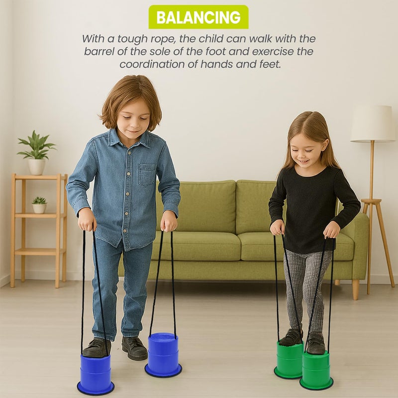 GISCO Anti Skid Bucket Stilts in Red/Blue/Yellow � Kid Stilt 2-Pack (Pair) Walking Cups for Children � Kids Stepper Toy Walking Stilts (Blue) - Image 5