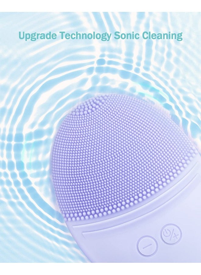 EZBASICS - Facial Cleansing Brush Made With Ultra Hygienic Soft Silicone, Waterproof Sonic Vibrating Face Brush For Deep Cleansing, Gentle Massaging, Inductive Charging (Violet)1 Pack+5 Speed Settings - Image 1