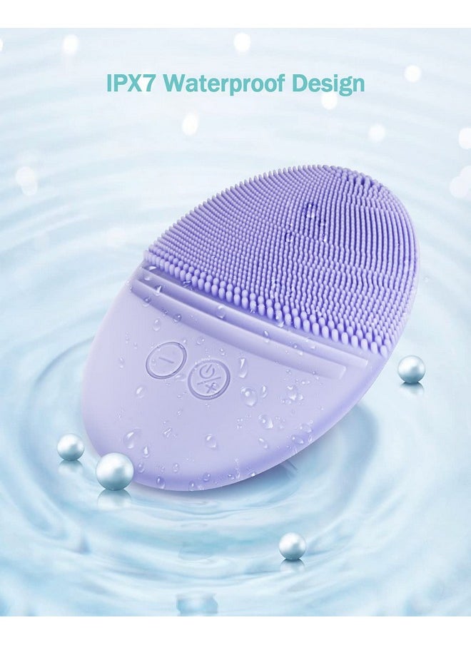 EZBASICS - Facial Cleansing Brush Made With Ultra Hygienic Soft Silicone, Waterproof Sonic Vibrating Face Brush For Deep Cleansing, Gentle Massaging, Inductive Charging (Violet)1 Pack+5 Speed Settings - Image 1