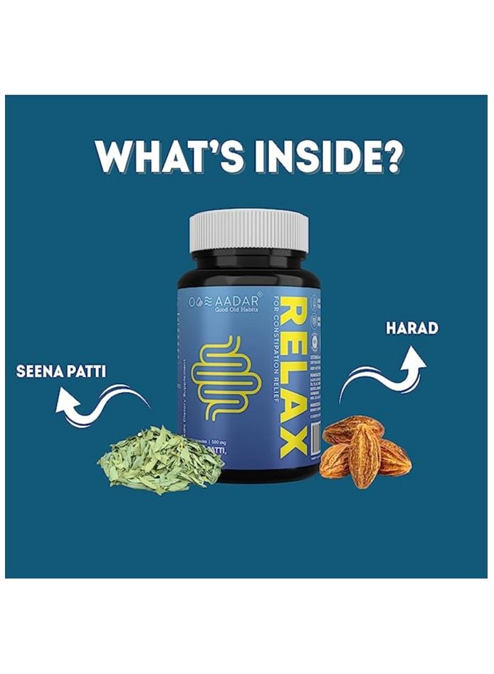 AADAR Relax Constipation Relief Ayurvedic Digestion Support 60 Capsules Pack Of 2 - Image 2