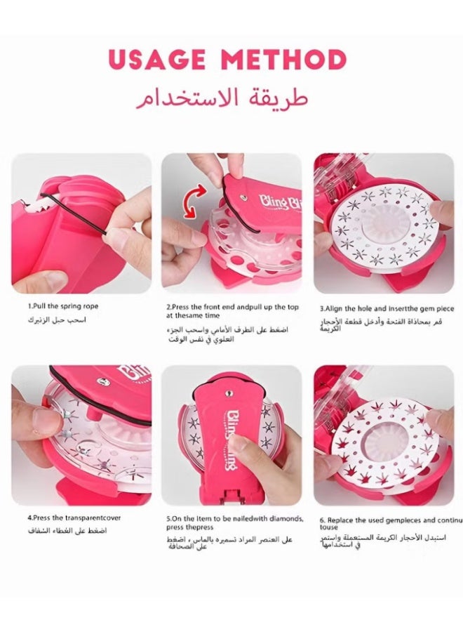 Hair Gem Stamper with 180 Rhinestones, Diamond Collection Starter Kit, DIY Bedazzler Kit, Girls Hair Styling Tool, Bling Hair Jewels Toy, Perfect for Hair, Phone Covers, Shoes, Backpacks and More, Ideal Gift for Kids Aged 6+ - Image 1