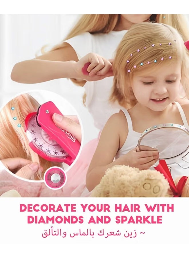 Hair Gem Stamper with 180 Rhinestones, Diamond Collection Starter Kit, DIY Bedazzler Kit, Girls Hair Styling Tool, Bling Hair Jewels Toy, Perfect for Hair, Phone Covers, Shoes, Backpacks and More, Ideal Gift for Kids Aged 6+ - Image 2