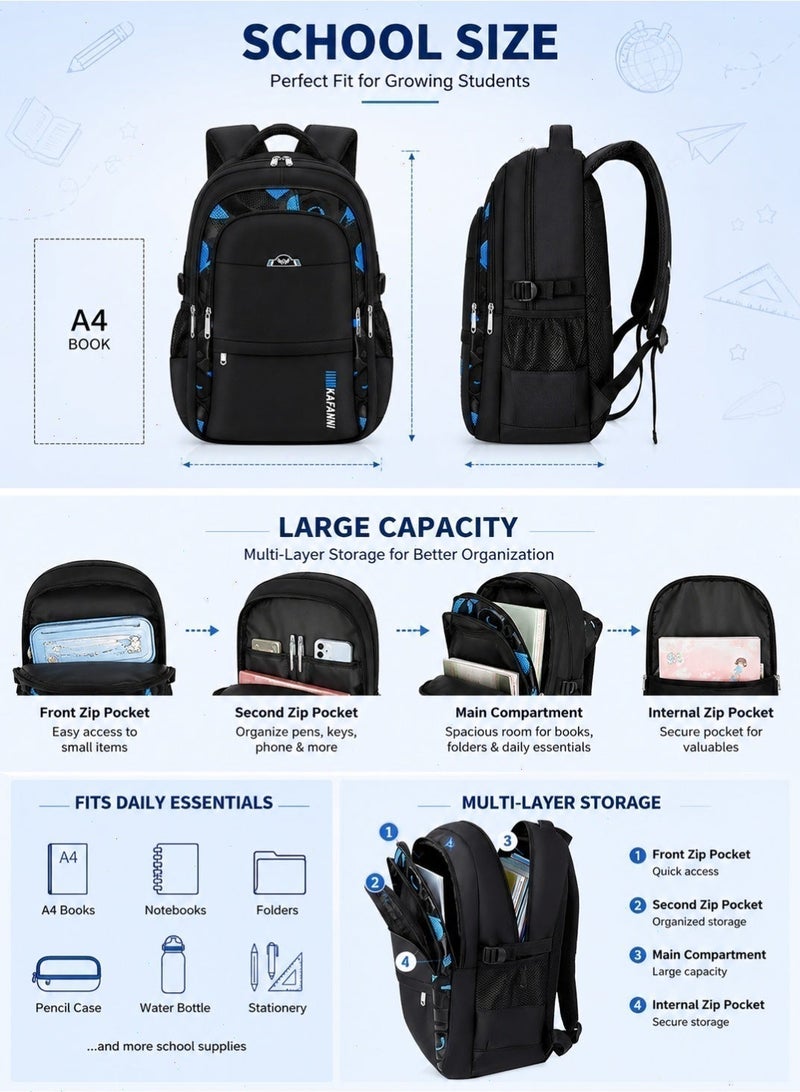 School Bag for Boys and Girls, Backpack for Kids Elementary School Bags Middle Primary School Book Bag Lightweight School Bag for Students - Image 3