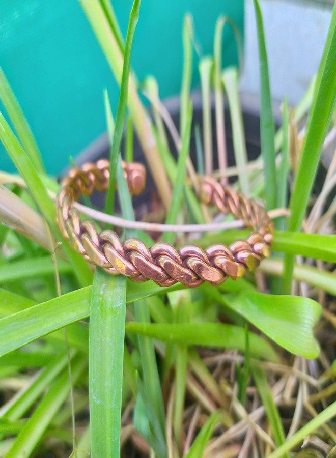 SHINDE EXPORTS أساور نحاسية نقية من شيندي إكسبورتس كوف كادا للرجال والنساء (م twisted 7mm) - Image 3