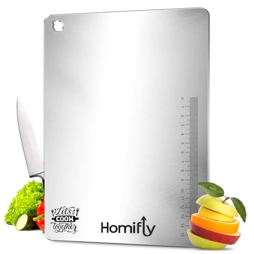 HOMIFLY 304 Stainless Steel Chopping Board/Cutting Board/Non Slip/Chopping Board for Kitchen/Vegetable Cutting Board/Kitchen Cutting Boards/Vegetable Cutter Steel (45.5 x 31 cm) - Image 1