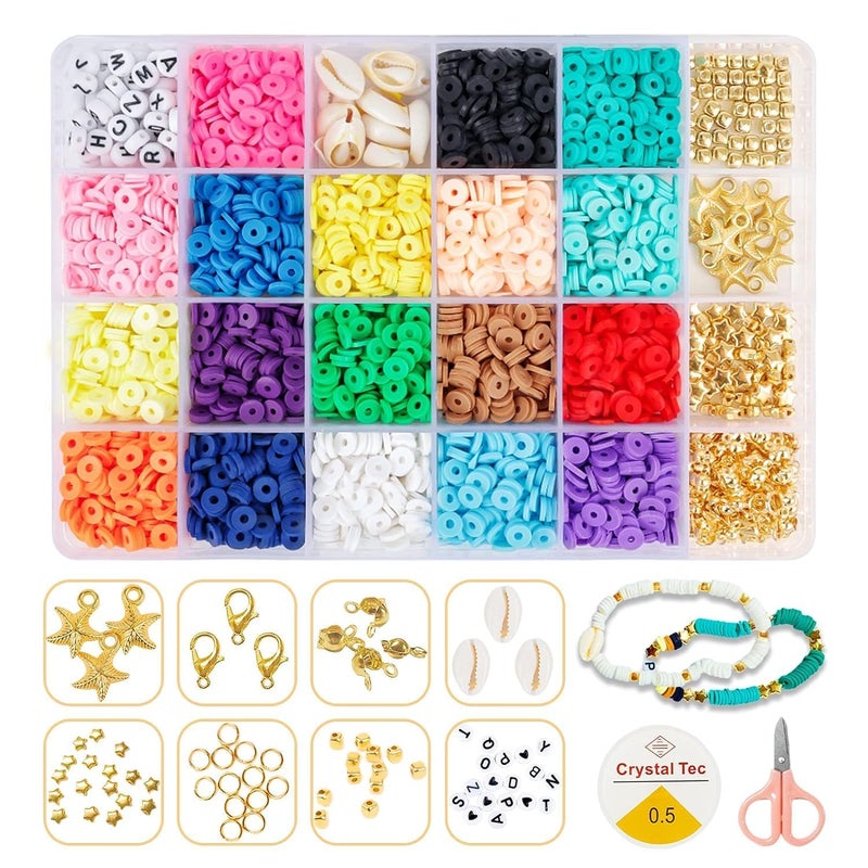 yifely Bead Box Kit Clay Beads for Jewellery Making Kit Kids Girls Macaron Color Beads for Bracelet Making Letter Beads with Unicorn PendantsBeads Set for DIY Jewelry Crafts - Image 1