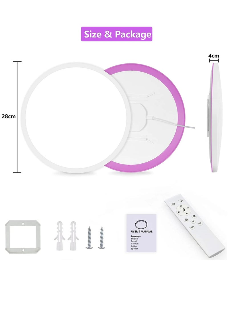 Goeco Dimmable LED Ceiling Light, Modern Ceiling Lamp, 6 Colors Backlit Waterproof Light Fixture, Remote Control Ceiling Light for Living Room Bedroom Bathroom Kitchen  - Image 3