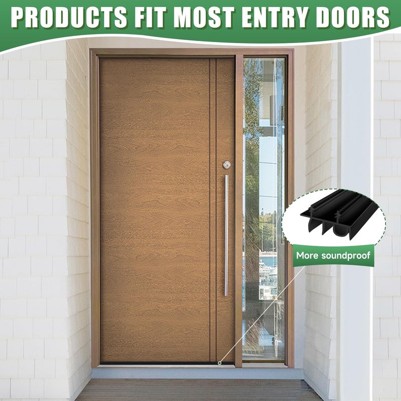 YYGCL Door Draft Stopper, Cuttable Concealed Kerf/Channel Fit Under Door Seal, Draft Stopper Threshold Seal Bottom of Door Weatherstrip Kerf Weather Stripping Doors 39â€ Length (Black, 39 inch) - Image 2