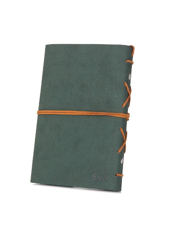 EvZ Leather Writing Journal Notebook, 5 Inches Vintage Nautical Spiral Blank String Diary Notepad Sketchbook Travel to Write in, Unlined Paper, Retro Pendants, Classic Embossed, Dark Green - Image 2