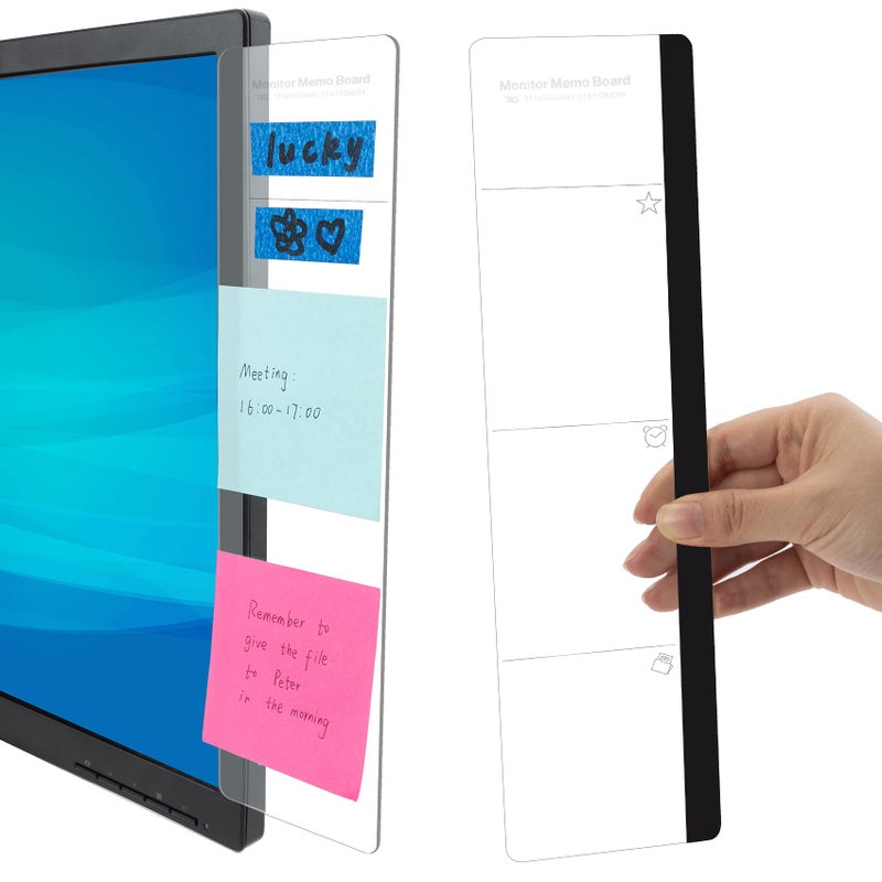 MDOZQ Office Desk Accessories 2pcs Monitor Memo Board Computer Message Board Office Supplies for Women Men Computer Sticky Note Holder with Functional Areas Home Office Accessories Office Must Haves - Image 2