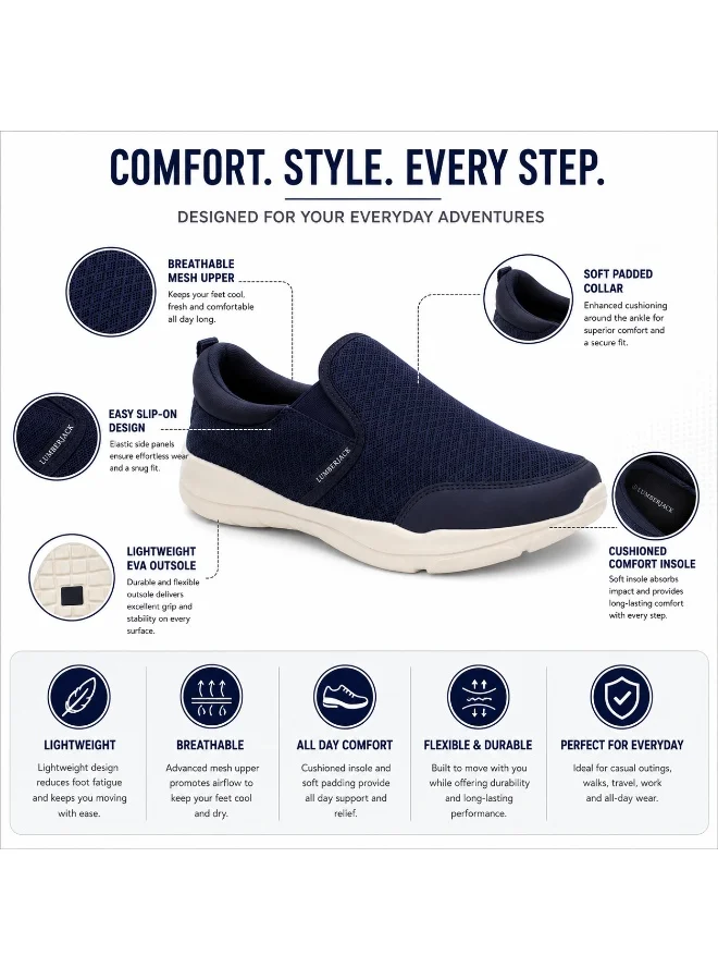 Lumberjack Navy Blue Lumberjack Agatha Navy Blue Men’s Slip-On Shoes – Lightweight Breathable Casual Comfort Sneakers for Men | Best Price UAE