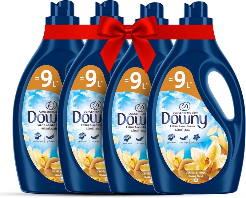 Downy منعم الأقمشة داوني، مركز، نكهة الفانيليا والمسك، حماية اللون، مزيد من النعومة، انتعاش يدوم طويلاً، 3 لتر، عبوة من 4 - Image 1