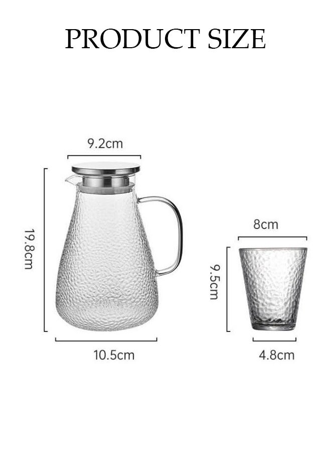 DUNISO Glass Kettle Set, High Borosilicate Glass Large Capacity Kettle With Four Cups, With Stainless Steel Lid, Large Heat-Resistant Glass Water Bottle With Handle, Suitable For Hot/Cold Drinks - Water, Tea, Juice, Sangria, Cocktails, Cold Brew, Milk, Coffee, Etc., Juice Jug  - Image 2