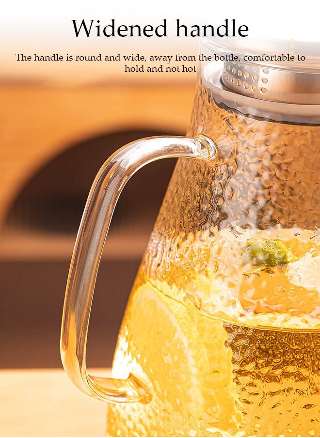 DUNISO Glass Kettle Set, High Borosilicate Glass Large Capacity Kettle With Four Cups, With Stainless Steel Lid, Large Heat-Resistant Glass Water Bottle With Handle, Suitable For Hot/Cold Drinks - Water, Tea, Juice, Sangria, Cocktails, Cold Brew, Milk, Coffee, Etc., Juice Jug  - Image 5