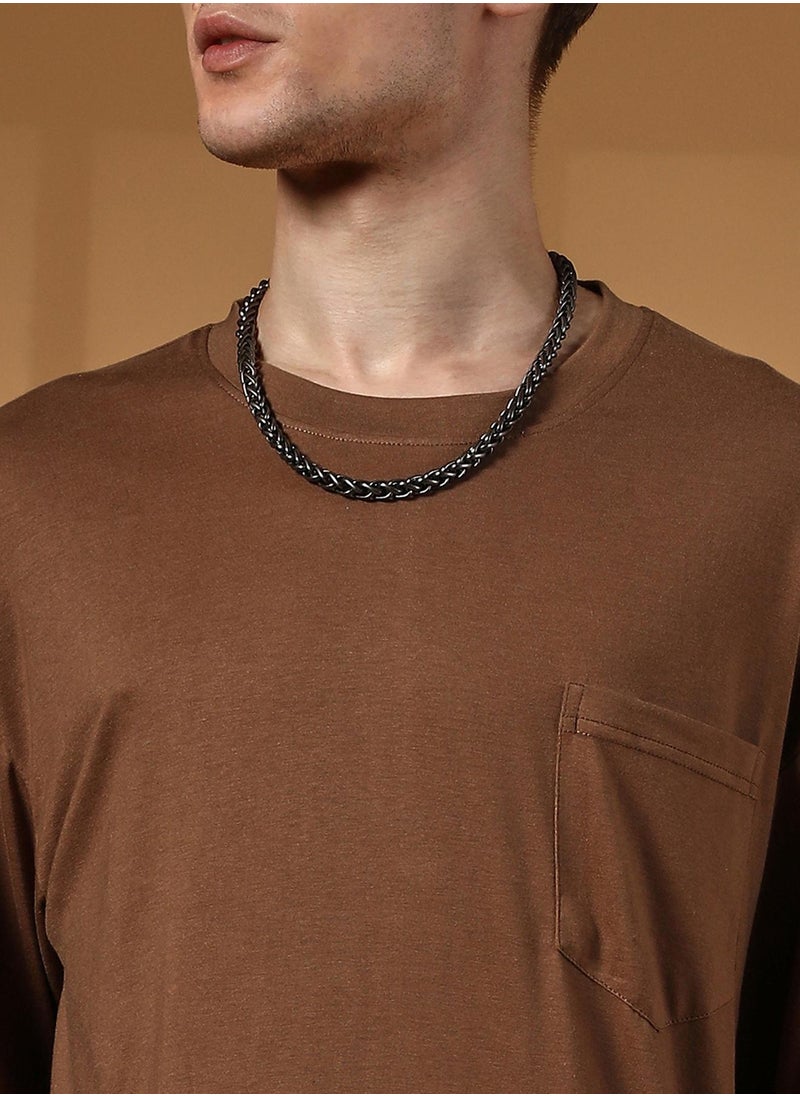 Campus Sutra - Men's Chocolate Brown Solid Oversized T-Shirt - Image 1