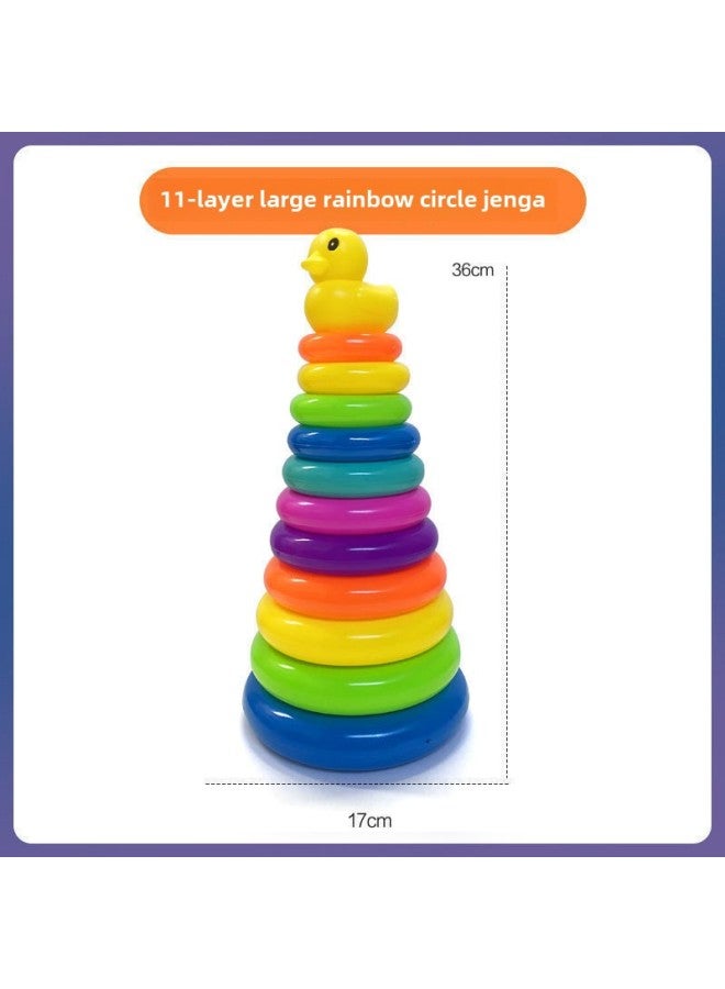 Baby Development Intelligence Rainbow Tower Ring Stacking Music Early Education 0-1-2 Years Old Baby Tumbler Toy-Color:11 Layers Of Jenga - Image 1