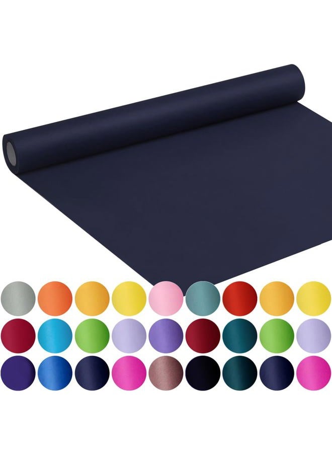 SMART&CASUAL 17.8" x 760" (63') Navy Blue Kraft Craft Paper Roll for Gift Wrapping Bulletin Board Bouquet Flower Kids Art Packing Parcel Table Covering 80GSM 55LB (Navy Blue, 17.8" x 63') - Image 1