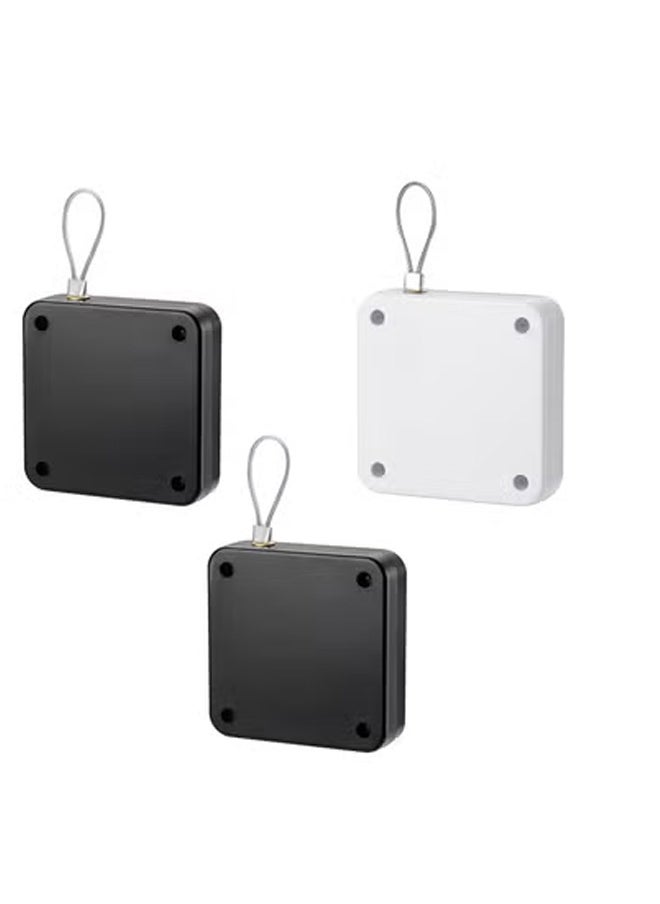 Peachjoy Punch-Free Automatic Sensor Door Closer, 3 Pack Multifunctional Door Closer, Residential Commercial Auto Door Closer with Steel Drawstring (Black & White)(Stainless Steel） (Square)  - Image 1