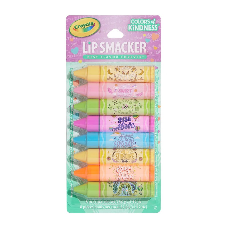 Lip Smacker باقة حفلة ليب سماكر كرايولا 8 بلسم شفاه مرطب بنكهات ممتعة ترطيب حماية لمسة لامعة خالية من القسوة