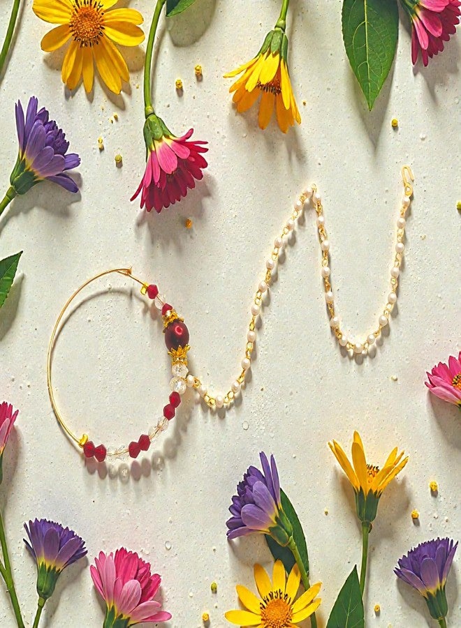 SUN SHINE Nose Ring/Nath for Women and Girls Traditional Indian Jewelry - Image 2