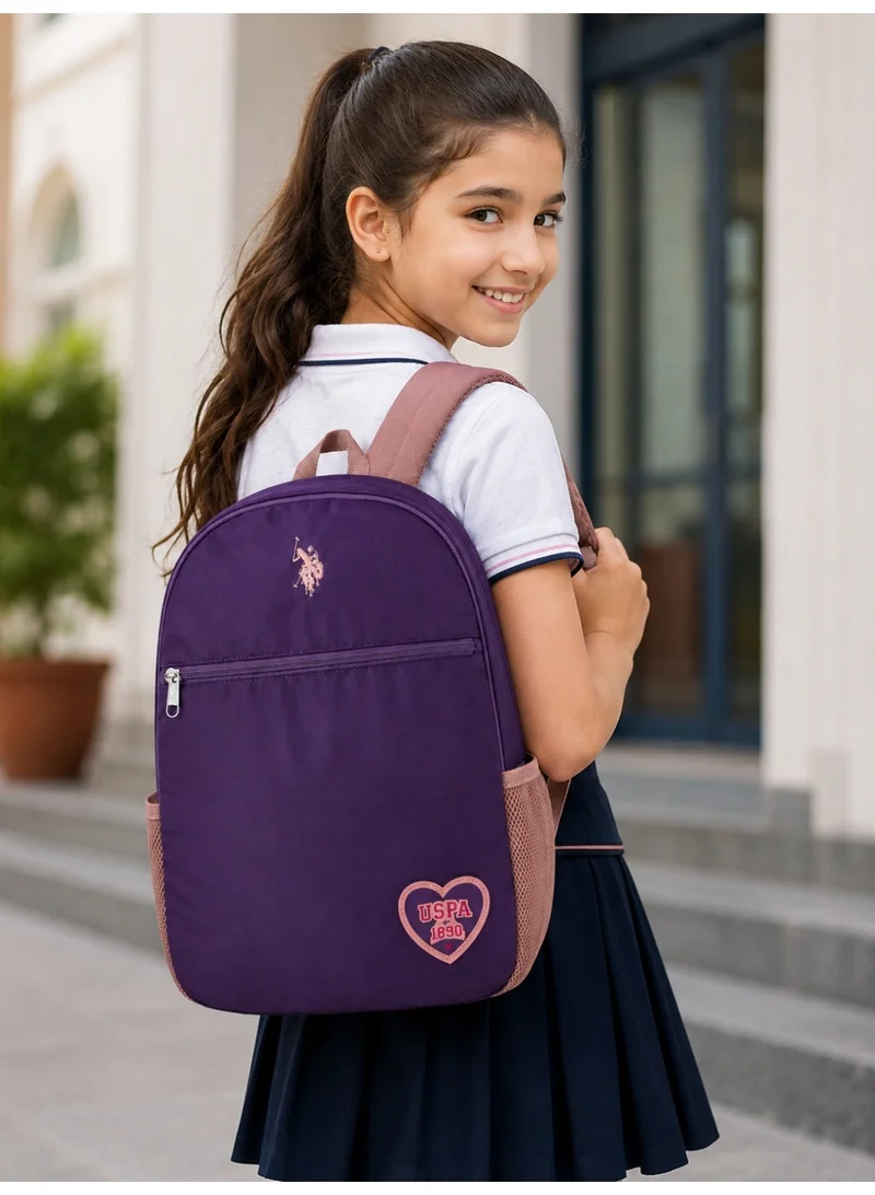 U.S. Polo Assn.  U.S. Polo Assn. Classic Royal Purple Heart Patch Backpack for School and Office MultiCompartment Bag for Campus  | Best Price UAE