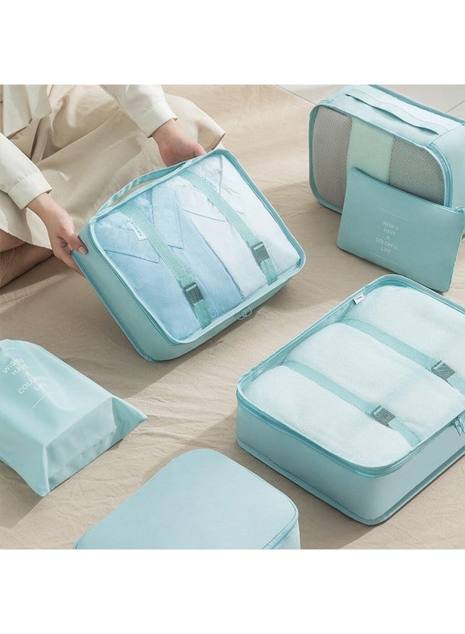 MAHNTMART 7 Pieces Travel Organizer Pouches/Packing Cubes/Travel Essentials for Women Luggage/Space Saver Bags for Clothes/Toiletry Kit/Underwear/Makeup Kit/Travelling Pouch (Navy Blue) - Image 3