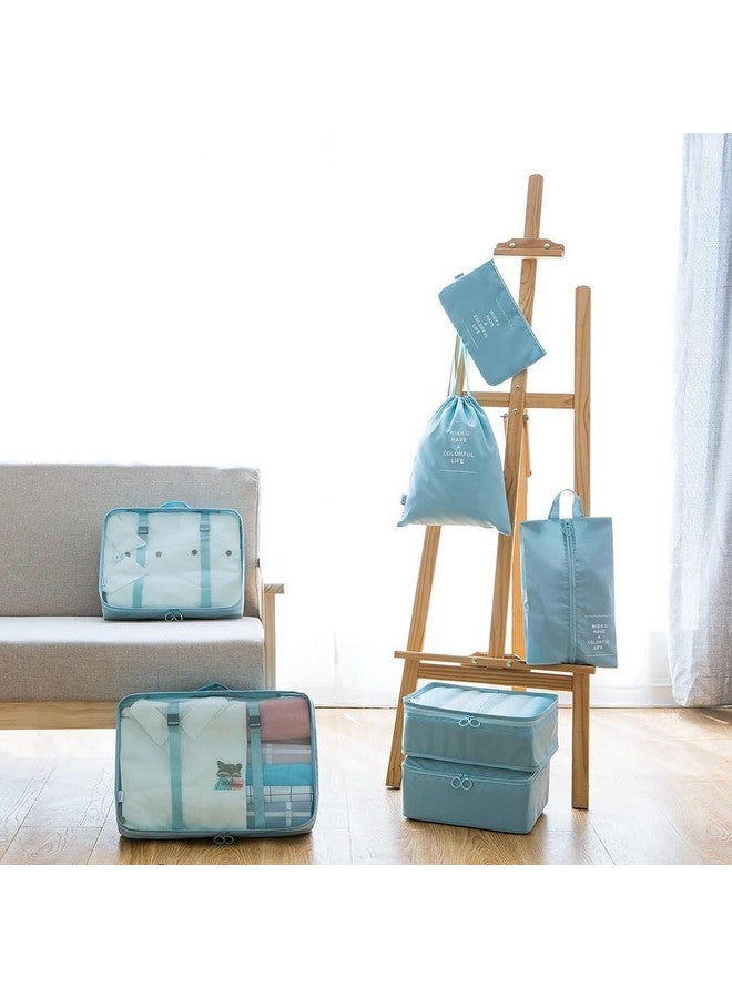 MAHNTMART 7 Pieces Travel Organizer Pouches/Packing Cubes/Travel Essentials for Women Luggage/Space Saver Bags for Clothes/Toiletry Kit/Underwear/Makeup Kit/Travelling Pouch (Navy Blue) - Image 2