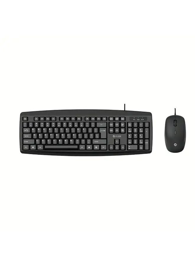 KM100 Silent Keyboard and Mouse Set USB Business Office Ergonomic Anti Slip Matte Finish - Image 1