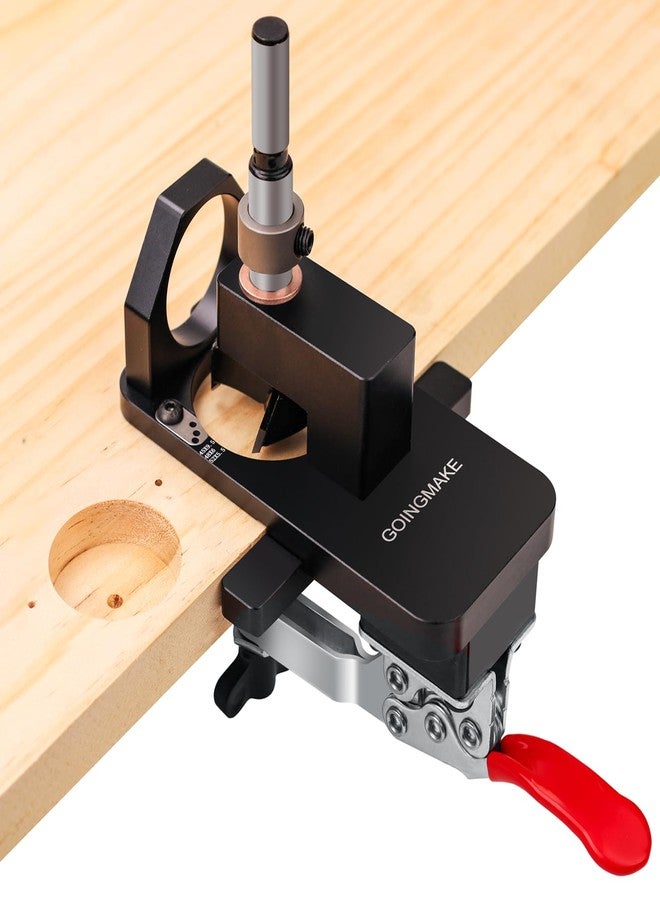 GOINGMAKE Compact Metal Concealed Hinge Jig with Quick Clamp,35mm Cabinet Hinge Jig with Dust Adapter for Cabinet Hinge Mounting,Woodworking Cabinet Door Hinge Jig Drill Guide Cabinet Hardware Jig - Image 1