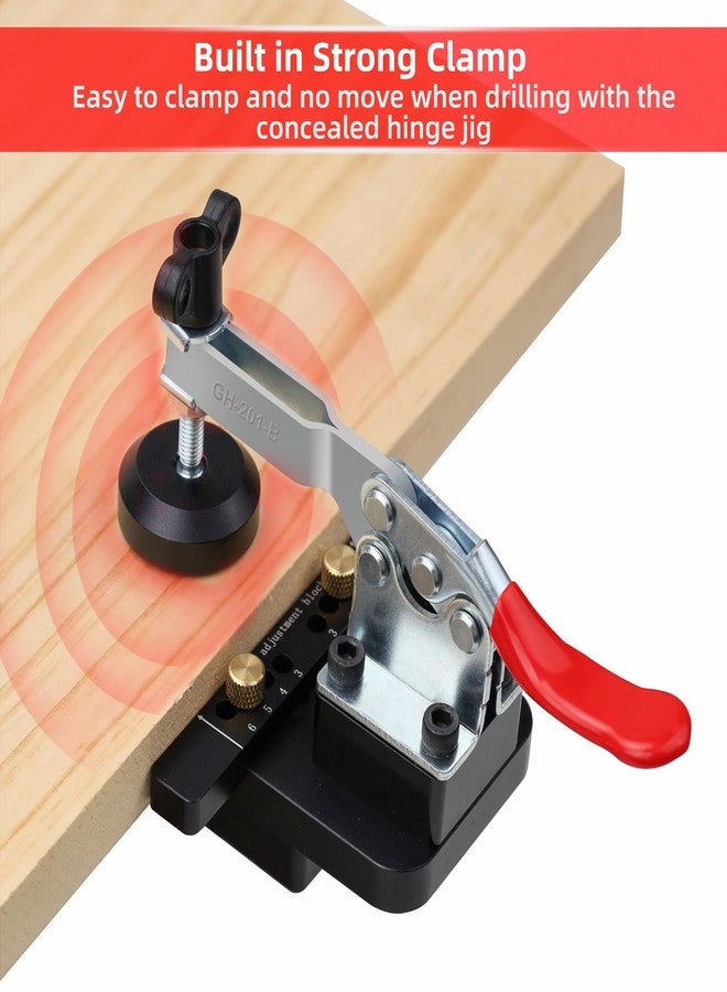 GOINGMAKE Compact Metal Concealed Hinge Jig with Quick Clamp,35mm Cabinet Hinge Jig with Dust Adapter for Cabinet Hinge Mounting,Woodworking Cabinet Door Hinge Jig Drill Guide Cabinet Hardware Jig - Image 4