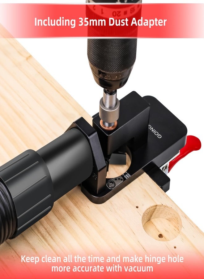 GOINGMAKE Compact Metal Concealed Hinge Jig with Quick Clamp,35mm Cabinet Hinge Jig with Dust Adapter for Cabinet Hinge Mounting,Woodworking Cabinet Door Hinge Jig Drill Guide Cabinet Hardware Jig - Image 5