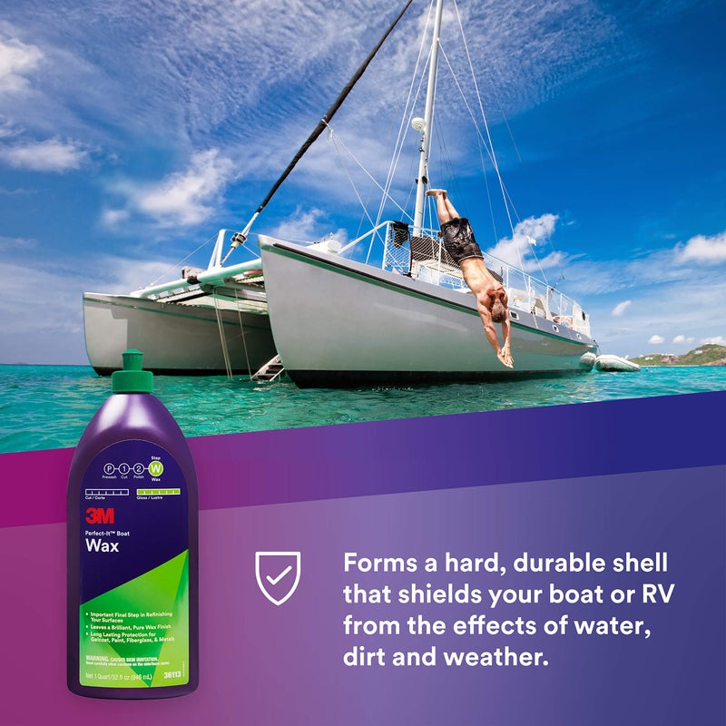 3M Perfect-It Boat Wax, 36113, 1 Quart, Contains Carnauba Wax, Protects against Weather and Oxidation, For Boats and RVs - Image 2