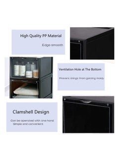 1Chase 3 Pcs Stackable Shoe Storage Box Black Front Open  - Image 2
