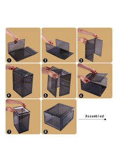 1Chase 3 Pcs Stackable Shoe Storage Box Black Front Open  - Image 3