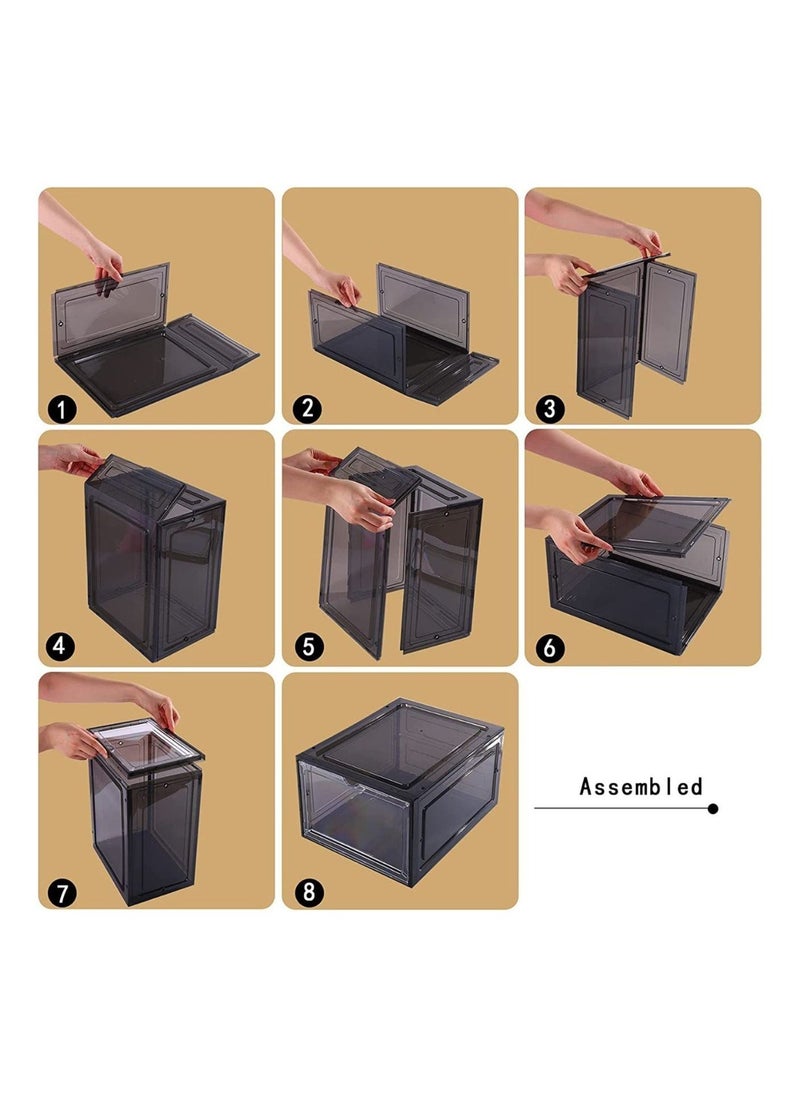 1Chase - 3 Pcs Stackable Shoe Storage Box Black Front Open - Image 1