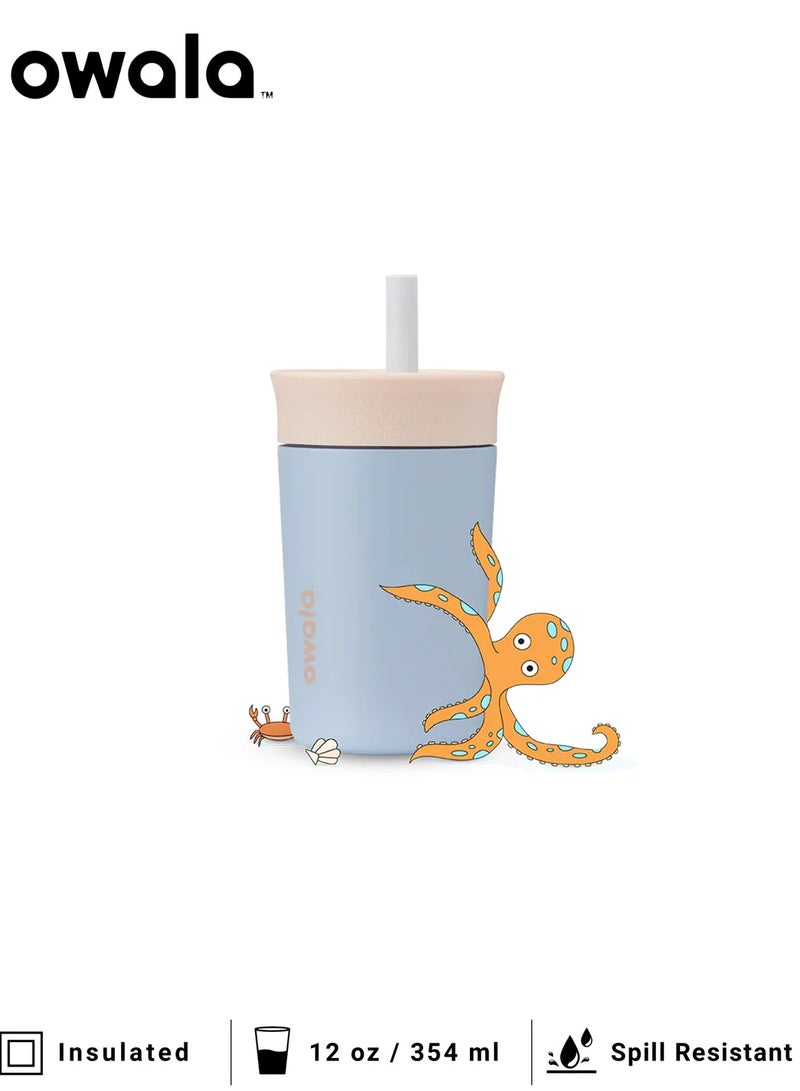 12OZ Kids Insulation Stainless Steel Tumbler with Spill Resistant Flexible Straw, Easy to Clean, Kids Water Bottle, Great for Travel, Dishwasher Safe - Image 1