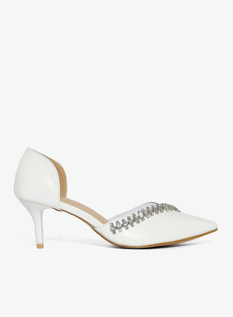 Embellished Stone Clear Detail Pointed Pump