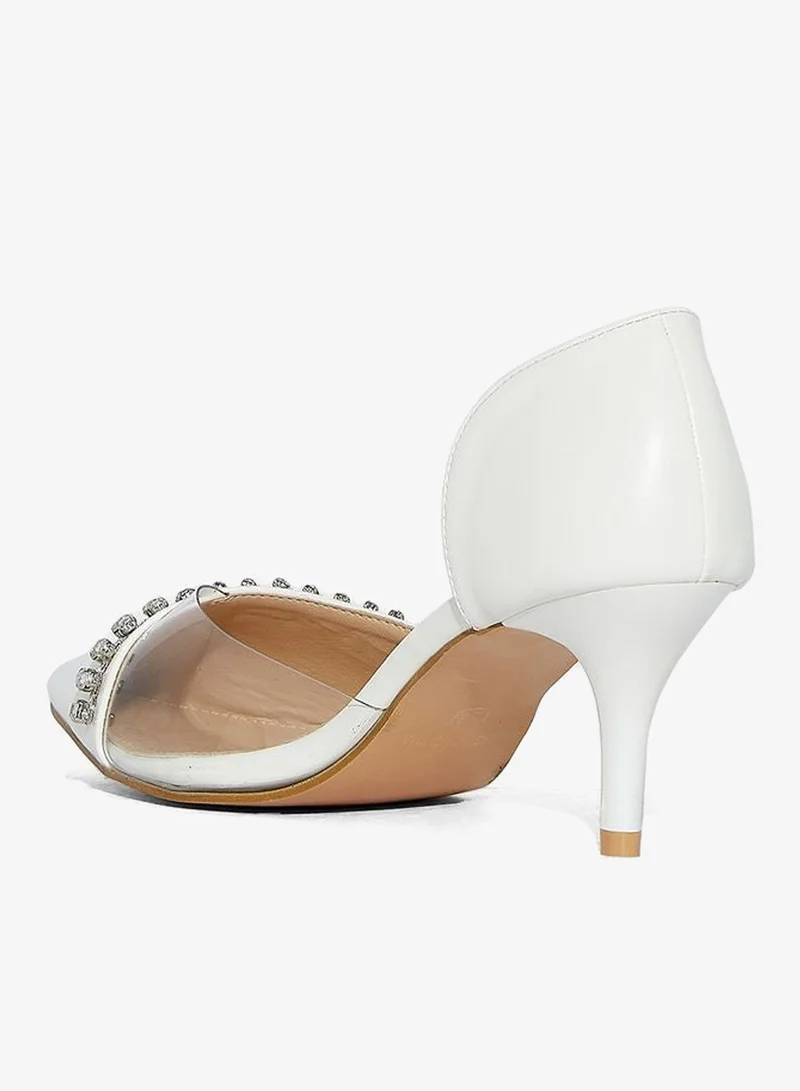 Ella Limited Edition  Embellished Stone Clear Detail Pointed Pump for Women | Best Price UAE