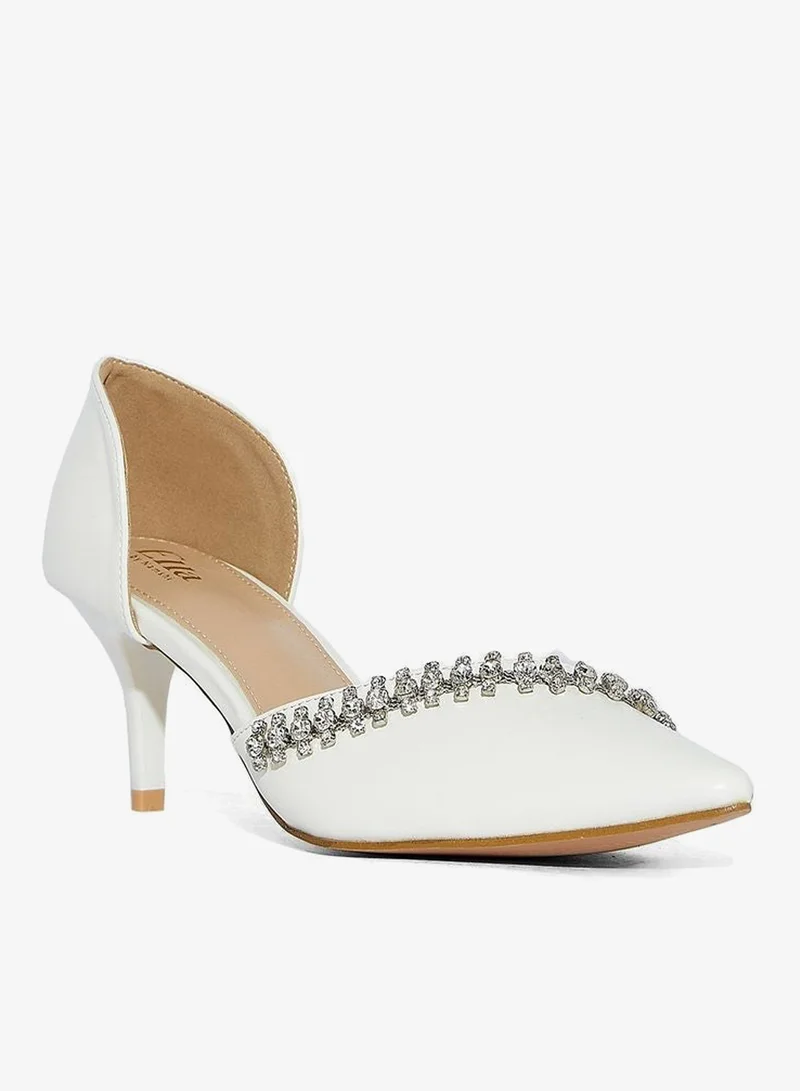 Ella Limited Edition  Embellished Stone Clear Detail Pointed Pump for Women | Best Price UAE