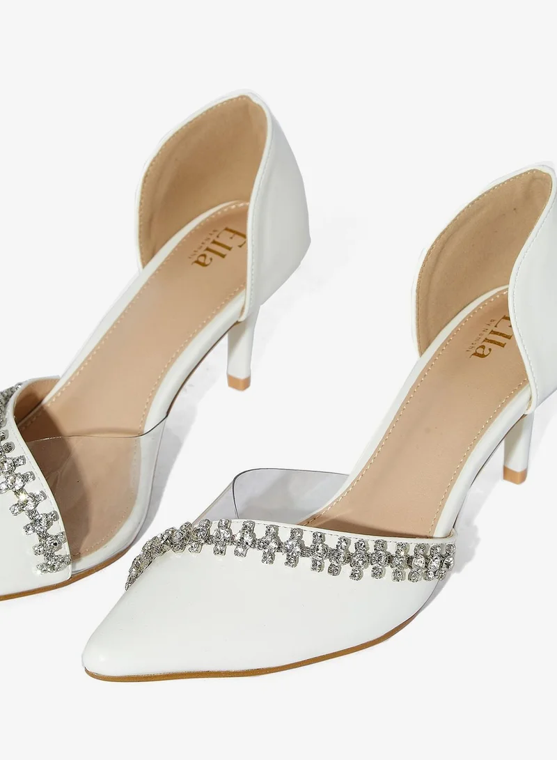 Ella Limited Edition  Embellished Stone Clear Detail Pointed Pump for Women | Best Price UAE