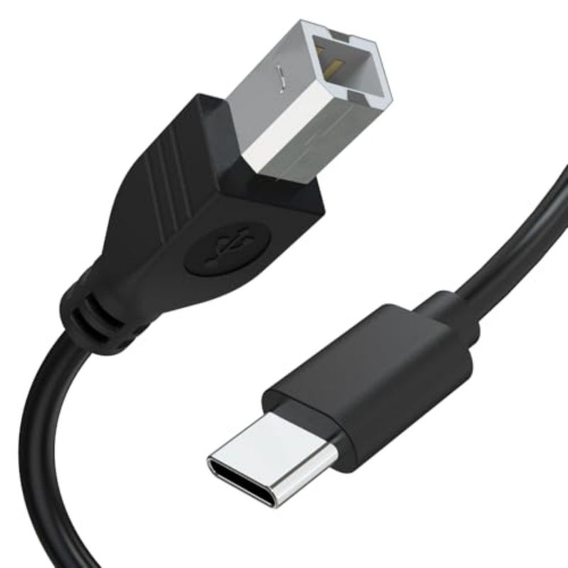 USB B to USB C Printer Cable for MacBook Pro, Air, HP, Epson, Canon, Brother, Lexmark, Xerox, USB C MIDI Cable Compatible with Yamaha Casio Digital Piano, MIDI Keyboard, DJ Controller, DAC, 3.3ft - Image 1