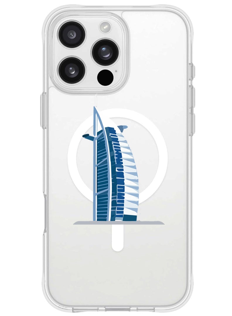 Theodor iPhone 16 Pro Max Magsafe Magnetic Case for iPhone Compatible with Wireless Charging, Shockproof Phone Bumper Cover - Burj Al arab - Image 1
