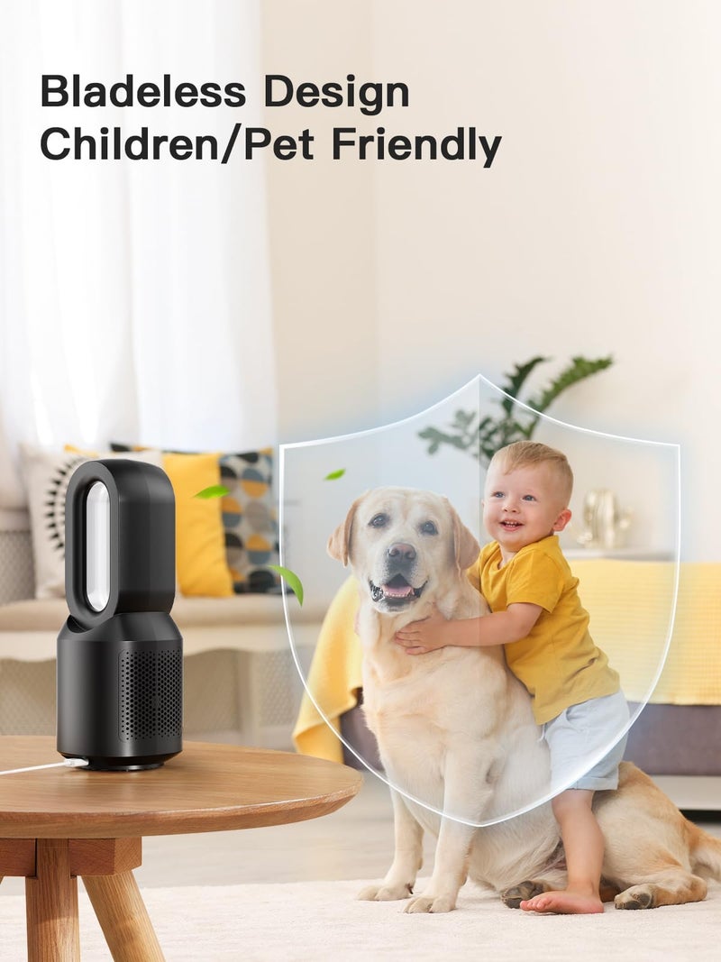 let'me 13 Inch Desk Fan, Small Bladeless Table Fan, 106Â° Oscillating Fan Touch Control with 3 Speeds and Night Light, Quiet Desk Fan for Personal, Office, Nightstand - Image 4