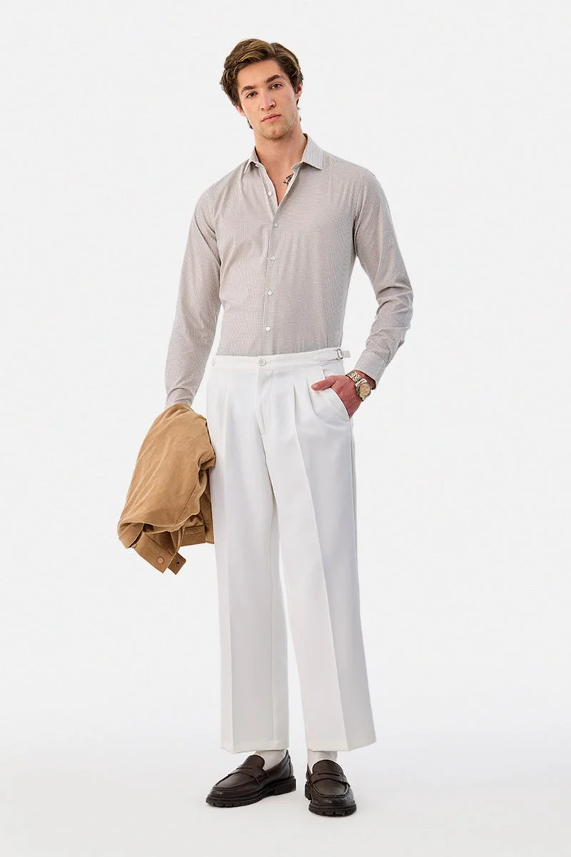 سنيتش 100% Cotton Geometric Slim Fit Shirt