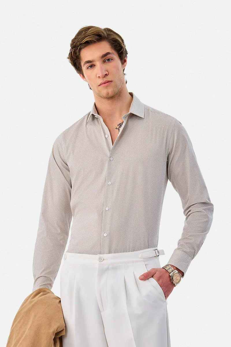 سنيتش 100% Cotton Geometric Slim Fit Shirt