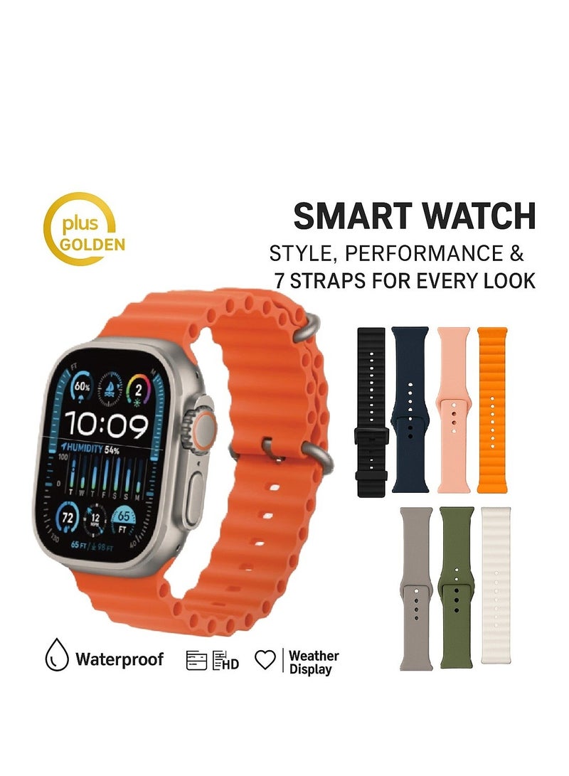 Smart Watch 7+1 AMOLED display With Health Fitness Tracker Sport Watch Supports 49MM-Orange - Image 1