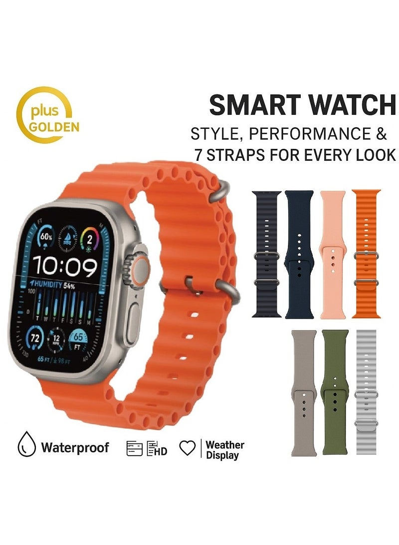 Smart Watch 7+1 AMOLED display With Health Fitness Tracker Sport Watch Supports 49MM-Orange - Image 1