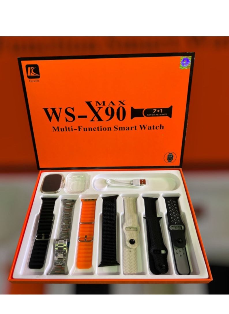 FereFit - Smart Watch WS-X90 ULTRA Multi-Function 7+1With Health Fitness Tracker Sport Watch 7 addition Replacement Band 49MM - Multicolour - Image 1