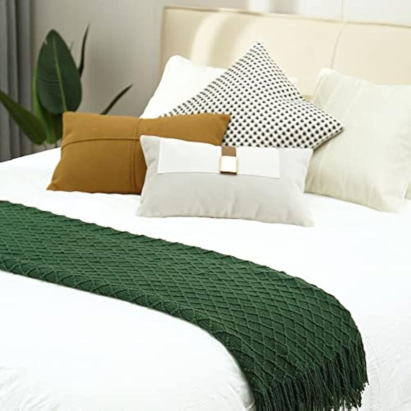 إسكدنيا بطانية زينة محبوكة دافئة وناعمة وخفيفة الوزن من كريفنت، للأريكة والسرير والكرسي لمواسم الربيع والصيف والخريف، 1.27×1.52 متر، أخضر (فوريست جرين) - Image 3